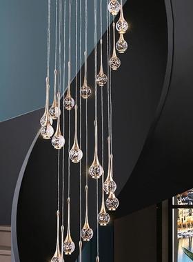 New staircase long chandelier light-luxurious loft stairwell