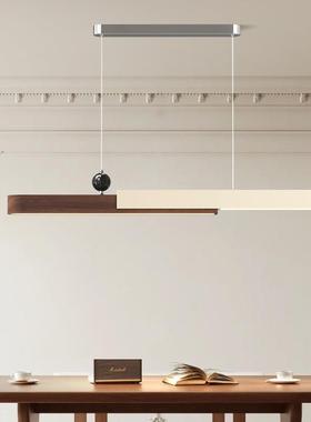 The chandeliers at the walnut wood restaurant.