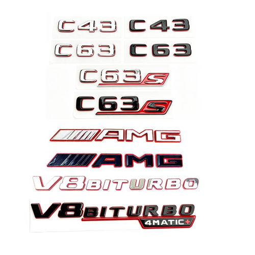 适用奔驰AMG混动车标新款C43 C63 C63S改装后尾标志V8biturbo侧标
