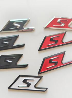 适用于奔驰C级E级车标改装SAMG后尾标S旗标尾箱盖装饰黑化车标贴