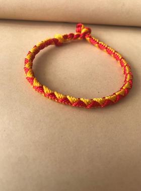 手工编制金刚结红绳手链