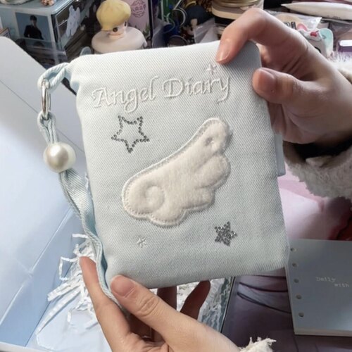 韩系翅膀星星刺绣布艺m5手账本