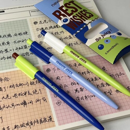 never水果派按动中性学生刷题笔