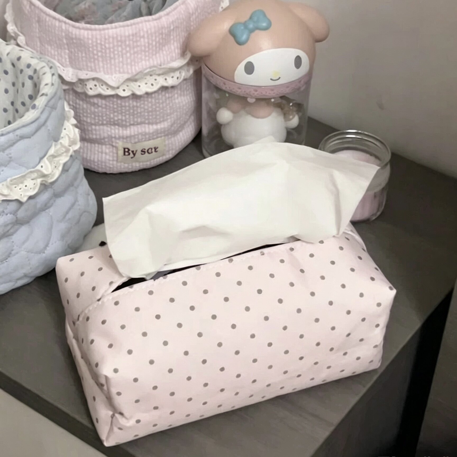 韩系波点纸巾袋布艺客厅抽纸盒
