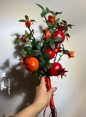 红娘新款手作仿真红色石榴发饰