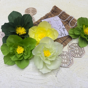 幼儿园环创绿色系国风褶皱纸花古风新中式文化墙背景墙布置装饰