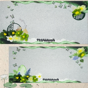 环创绿色系小清新春天纸花蝴蝶荷花荷叶主题黑板文化墙装饰墙饰贴