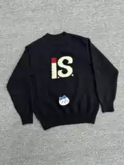 IS 1980s Issey-Style Knit Sweater Wool Herringbone Autumn/Winter Warm Retro Casual Clean Fit