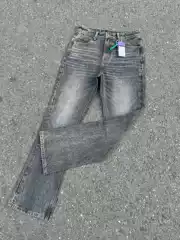 Marble 517 Black-Gray Washed Japanese Custom Fabric Vintage Flared Jeans Cleanfit Long Pants