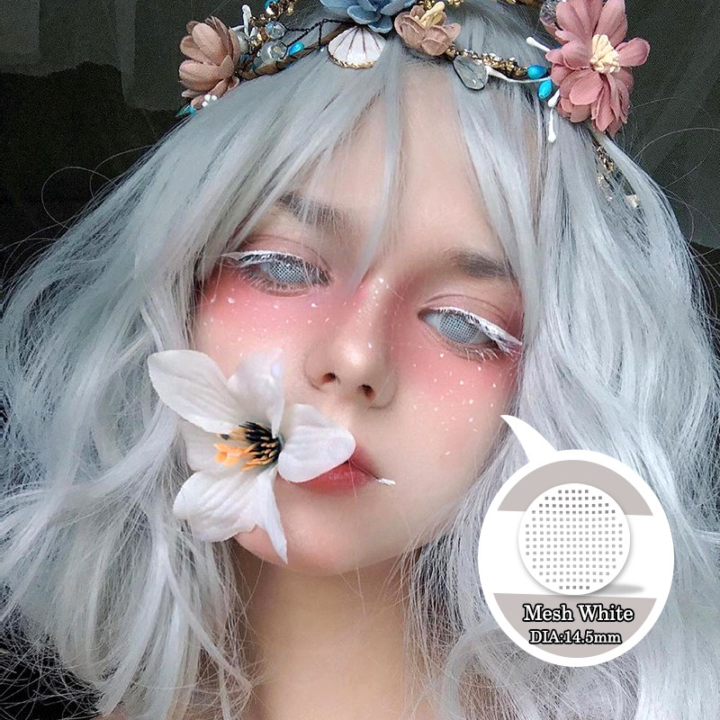 美瞳蓝红色年抛粉全眼黑纯白紫黄绿显色动漫万圣节cosplay恐怖nw