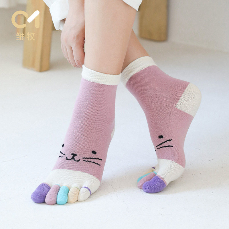 雏牧中筒五指袜女 可爱 卡通秋冬季厚款高帮保暖吸汗分脚趾学生袜在类目 女士内衣/男士内衣/家居服, 短袜/打底袜/丝袜/美腿袜中 - 来自Buy2taobao.com提供专业的淘宝代购服务