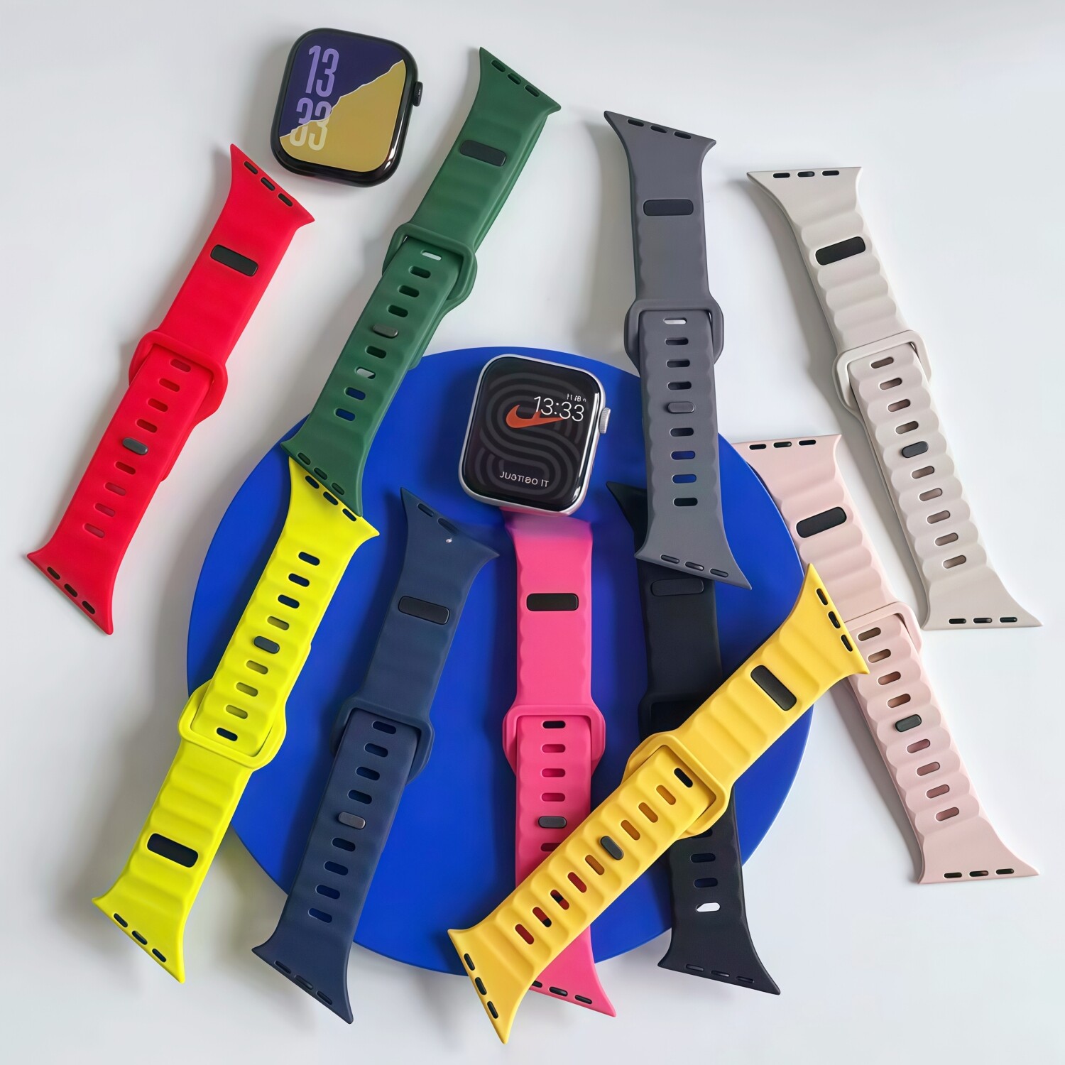 适用iwatch11表带S10苹果S9手表applewatch11新款S11硅胶S8透气S7夏天SE3代男S6拼色ultra2运动腕带series女 - 实物图