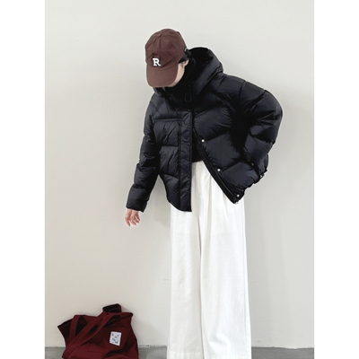 2025年新款泡芙款减龄韩系连帽白鸭绒羽绒服女加厚极寒款