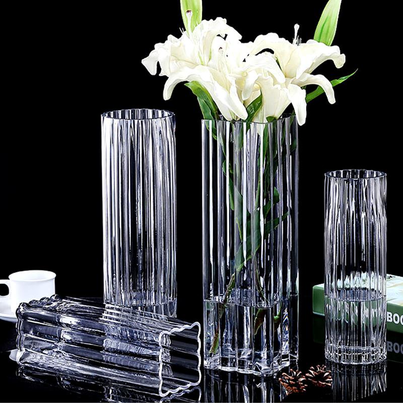 轻奢透亮落地玻璃花瓶摆件插花器