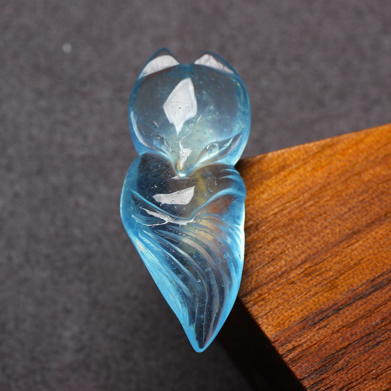 海蓝宝石小狐狸吊坠蓝色水晶九尾狐项链男女士配饰牌子挂绳坠饰品