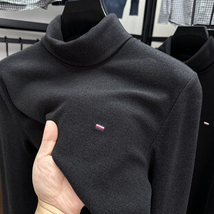高领德绒打底衫男款冬加厚保暖汤米美官方中老年内搭卫衣长袖2024