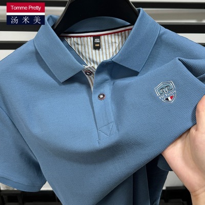 汤米美正品男装纯棉POLO衫男士短袖夏季下摆开叉半袖t恤休闲宽松