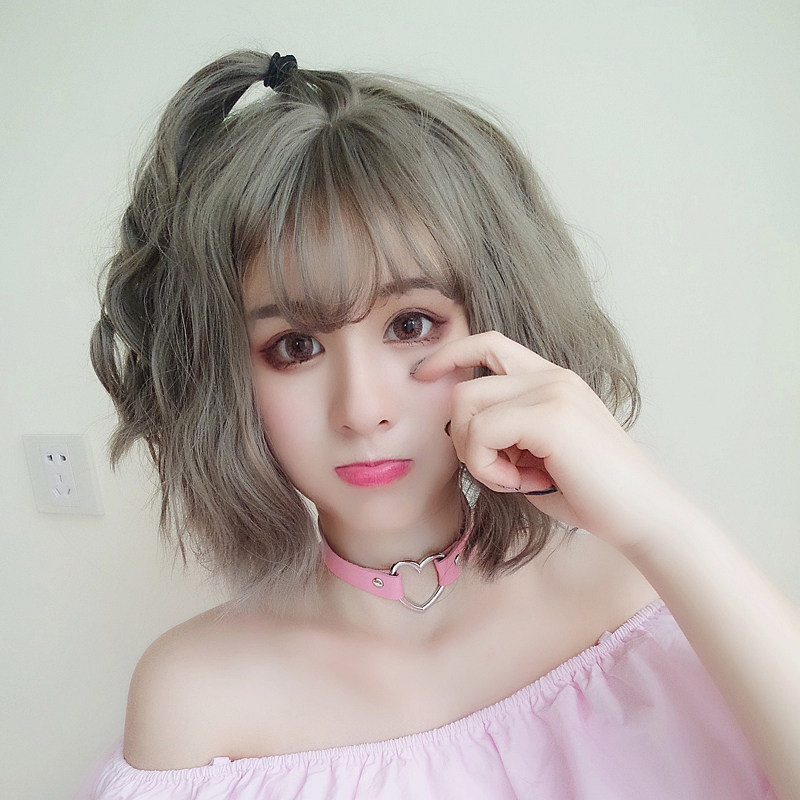 正品假发女短发短卷发泡面卷网红自然逼真空气刘海圆脸梨花头齐