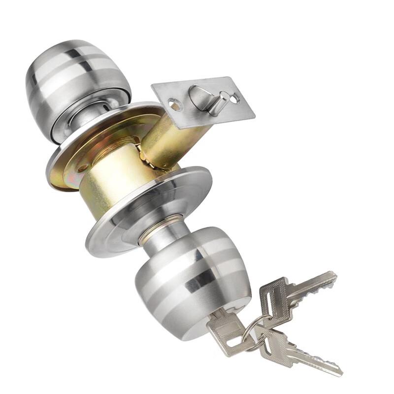 虎顿球形锁房门锁室内圆锁门锁卧室通用型不锈钢球锁球型锁银色58