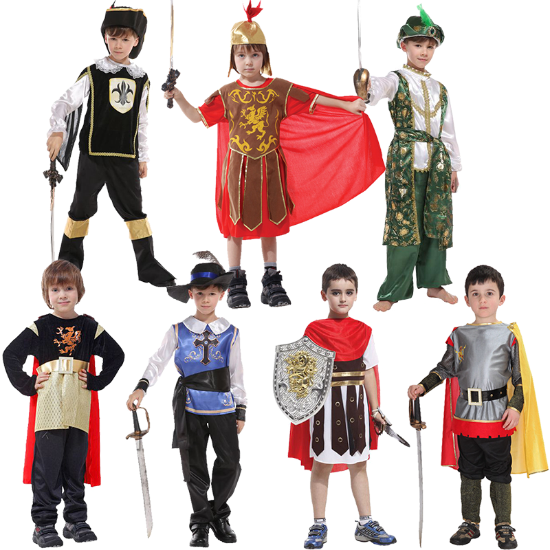 兒童萬圣節(jié)服裝 cos舞會(huì)派對(duì)演出羅馬士兵戰(zhàn)士宮廷侍衛(wèi)武士衣服