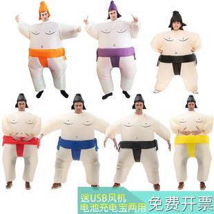 运动会搞笑卡通人偶万圣节服装成人儿童充气相扑力士大胖子衣服