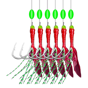 白条串钩虾皮仿生夜光红皮亮片钩鱼钩翘嘴路亚饵鱼皮假饵海钓钓组