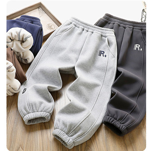 男童秋冬款加绒加厚裤子儿童一体绒卫裤厚绒外穿运动裤中大童棉裤