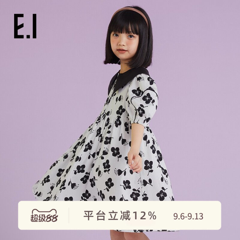 ei童装女童连衣裙灯笼袖公主裙图片