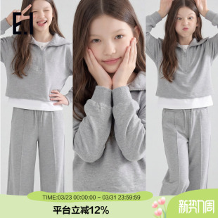 新款 2026春季 中大童学院风软糯舒适两件套 女童休闲套装 ei童装