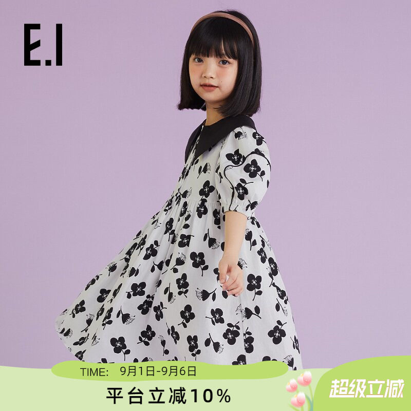 ei童装女童连衣裙灯笼袖公主裙图片