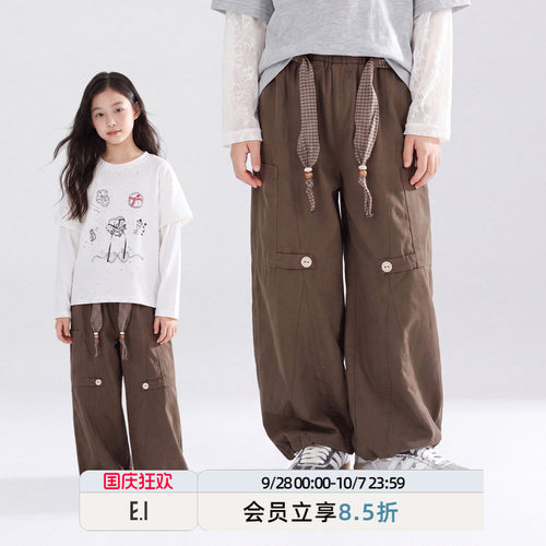 ei童装女童重磅工装直筒裤