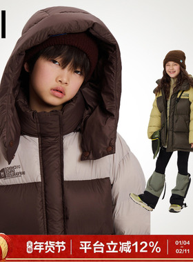 ei童装儿童连帽款羽绒服冬季新款加绒加厚保暖外套亲子装