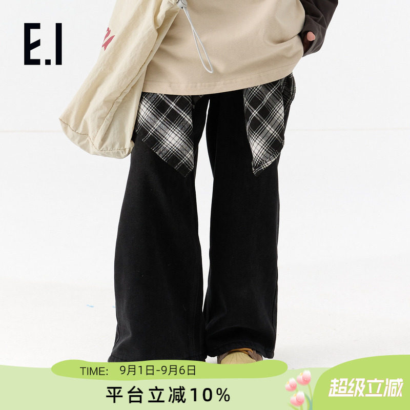 ei童装儿童加绒保暖牛仔长裤图片