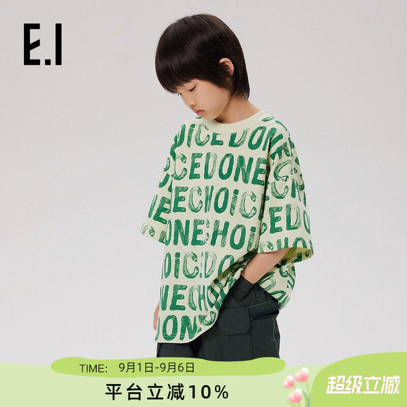 ei童装儿童短袖T恤字母印花图片