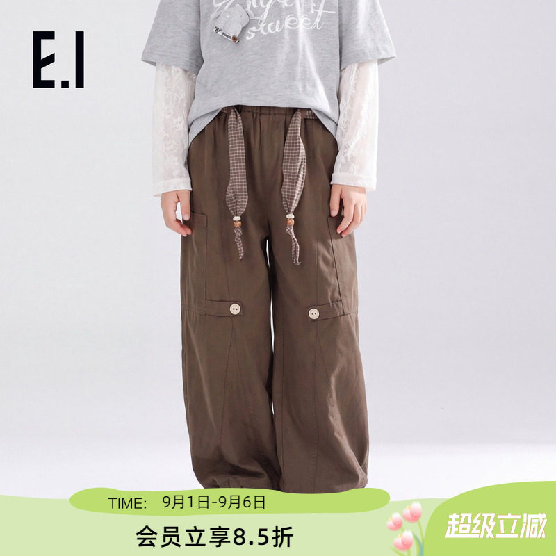 ei童装女童重磅工装直筒裤图片