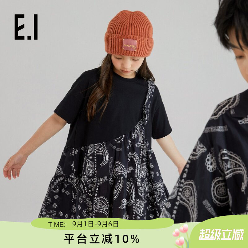 ei童装女童连衣裙夏装印花背带裙图片
