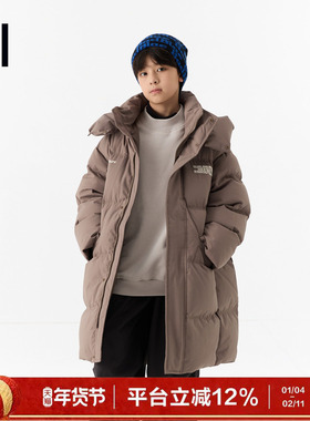 ei童装儿童加长加厚羽绒服2025冬装新款过膝款保暖长款外套亲子装