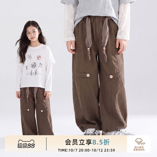 ei童装女童重磅工装直筒裤