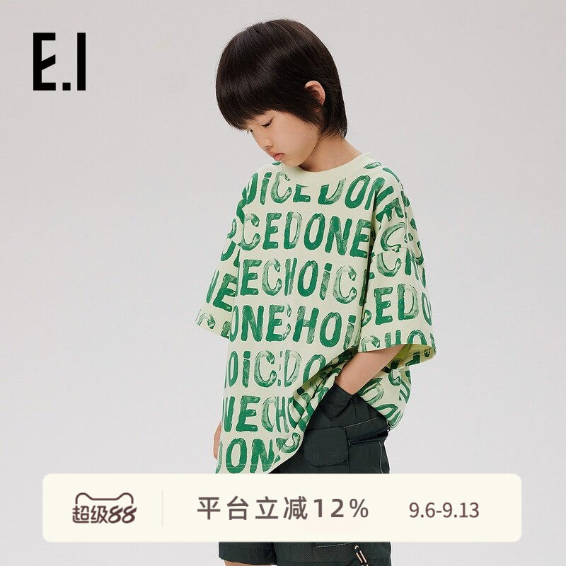 ei童装儿童短袖T恤字母印花图片