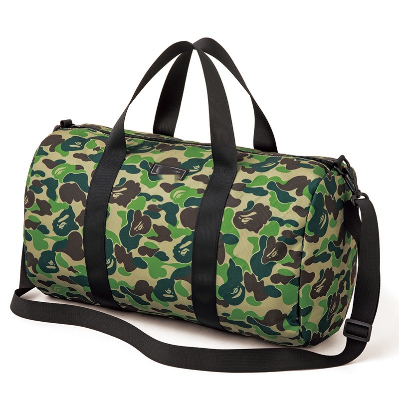 thumbnail for Original Bape Miscellaneous Appendix Ape Head Camouflage Waterproof Cylindrical Large-Capacity Crossbody Bag Travel Tote Sports Bag