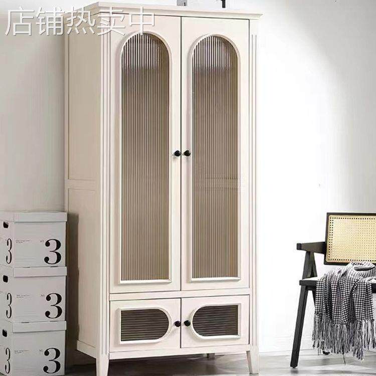 定制轻奢美式全实木衣柜现代简约双门衣柜储物柜卧室家用木衣橱