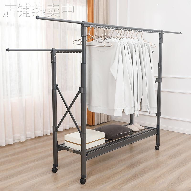 落地晾衣架折叠家用阳台室内卧室加粗加厚晒衣架户外晒被子凉新款