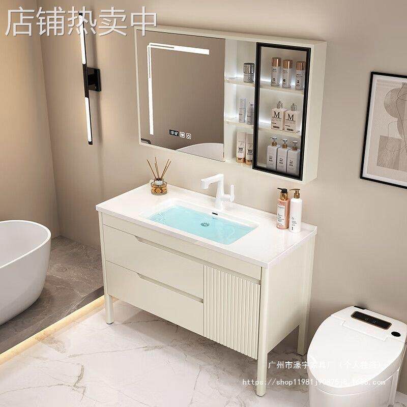 简约浴室柜橡胶木烤漆卫生间陶瓷一体洗漱洗手洗脸盆洗手池地柜