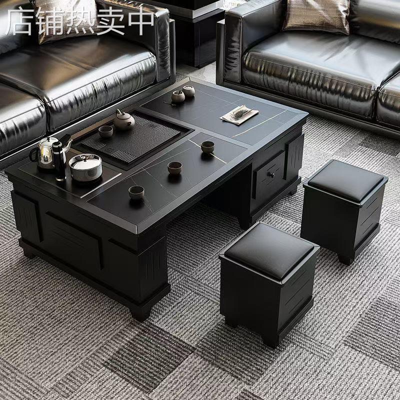 岩板功夫茶几简约现代客厅实木茶具一体式上水办公茶台及简茶几