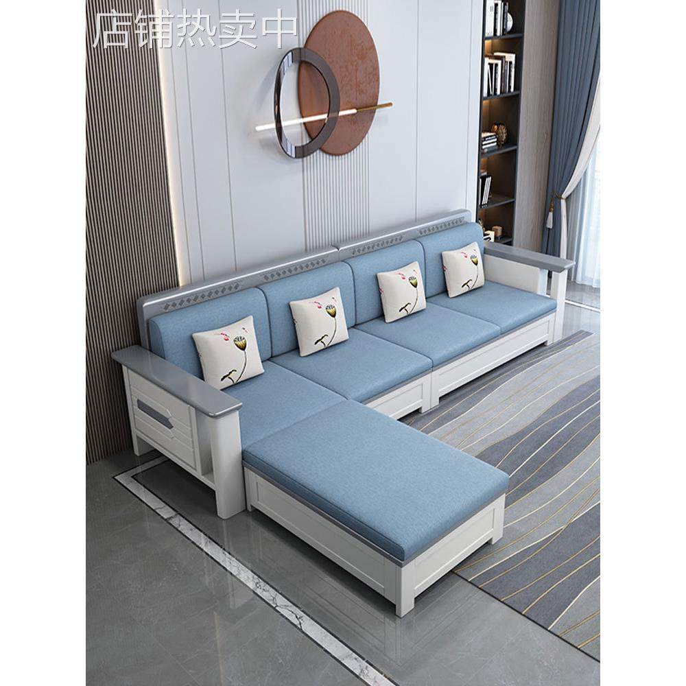 美式轻奢沙发客厅现代简约冬夏两用小户型布艺沙发实木储物家具