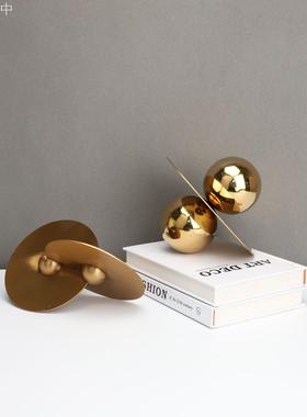 新中式金色金属飞碟样板房售楼部卧室书房客厅餐厅电视柜饰品摆件