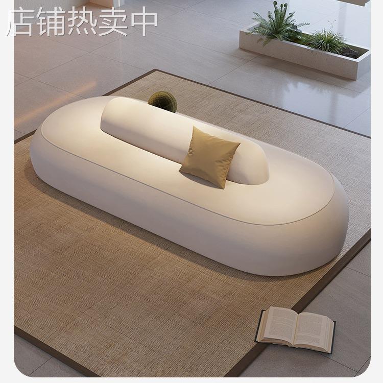 设计师奶油风服装店酒店会所大堂接待区双面可旋转多人位沙发