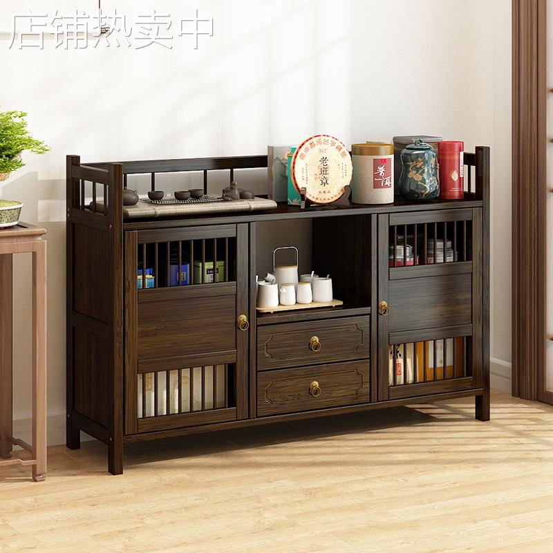 中式茶水柜实木边柜茶几茶台置物架家用茶具茶叶收纳储物柜展示柜