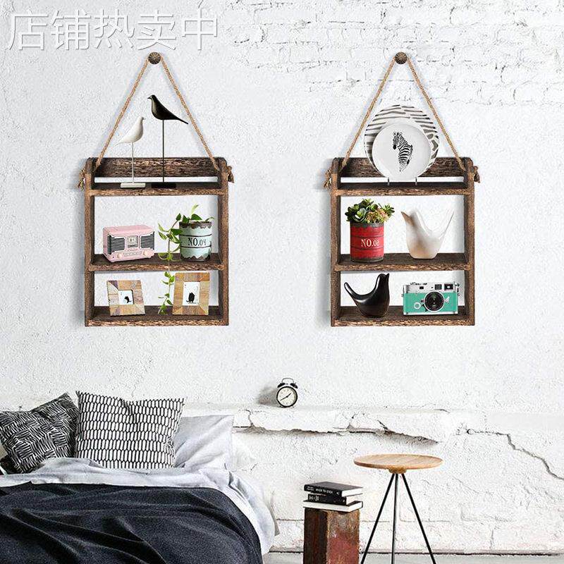 木质浴室置物架美式乡村壁挂式毛巾收纳整理架厨房卫生间置物架