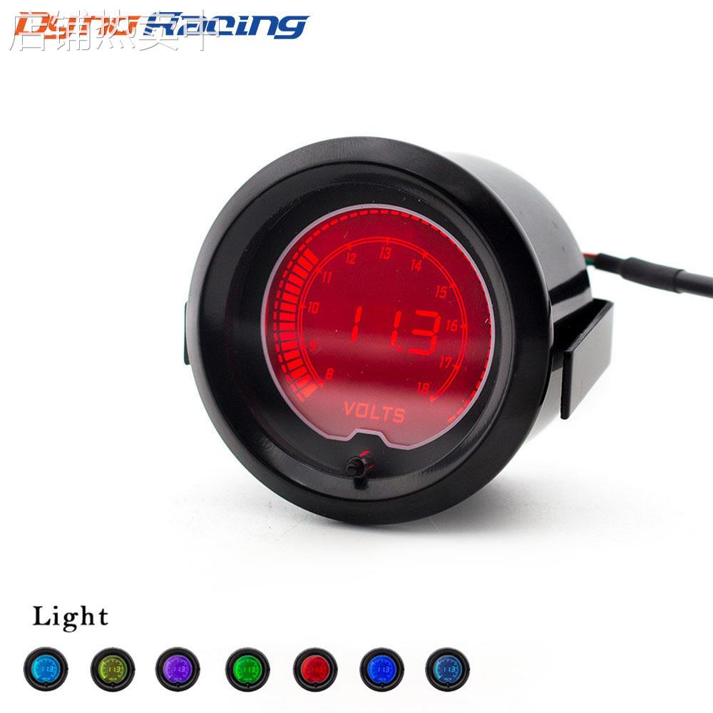 汽车改装52mm EVO电压表 7种背景灯光 液晶显示车用仪表 8-18V